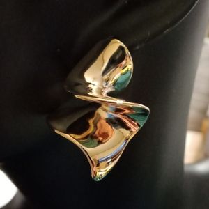 14k Yellow Gold Plated Spiral Earrings